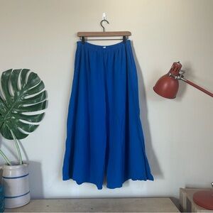 Cottonways Blue Cotton Gauze Wide Leg Pants